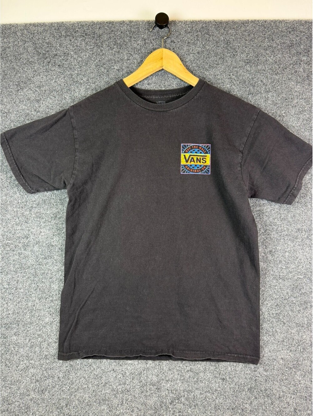 Vans Off The Wall Original 66 T Shirt Mens Medium Black Graphic Skate Short Slee